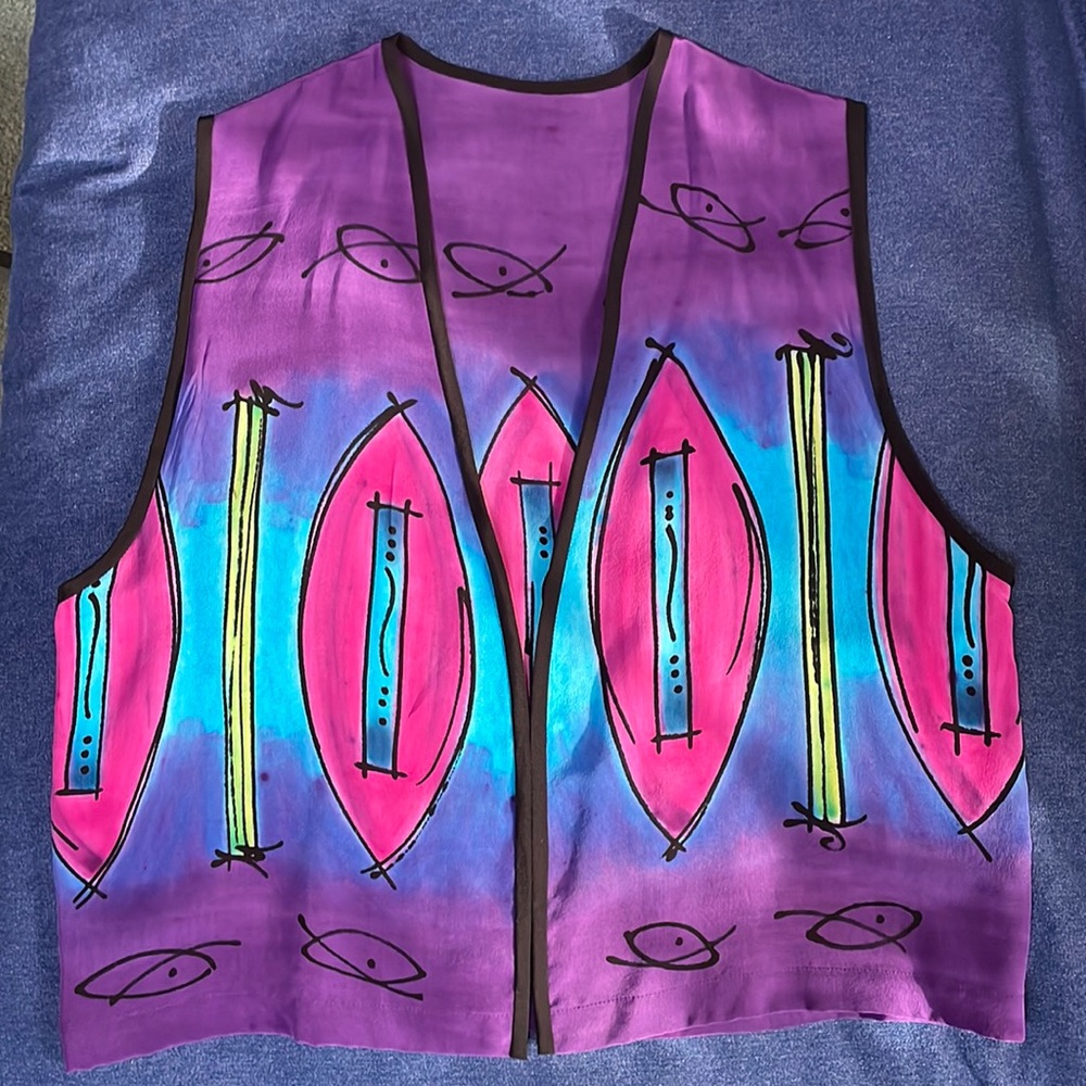 Silk hand-painted Mary McFarland vest